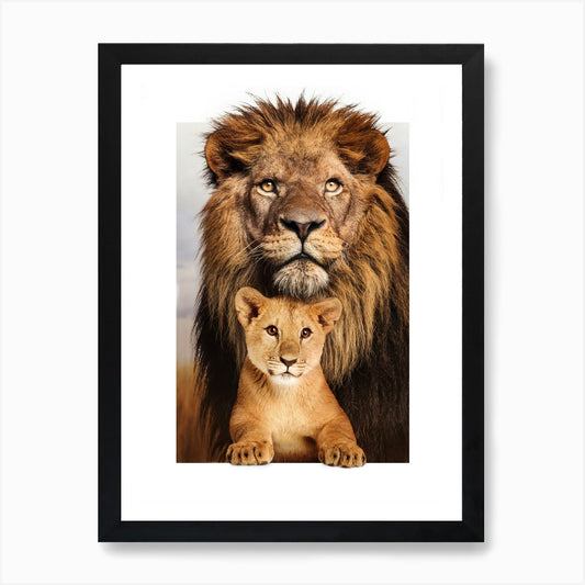 Lion Family Art Print Framed Wall Art Poster Canvas Print Picture