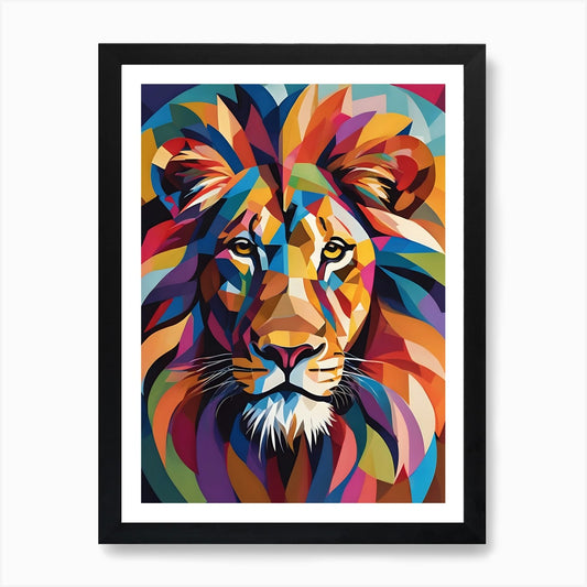 Male Lion Abstract One Art Print Framed Wall Art Poster Canvas Print Picture
