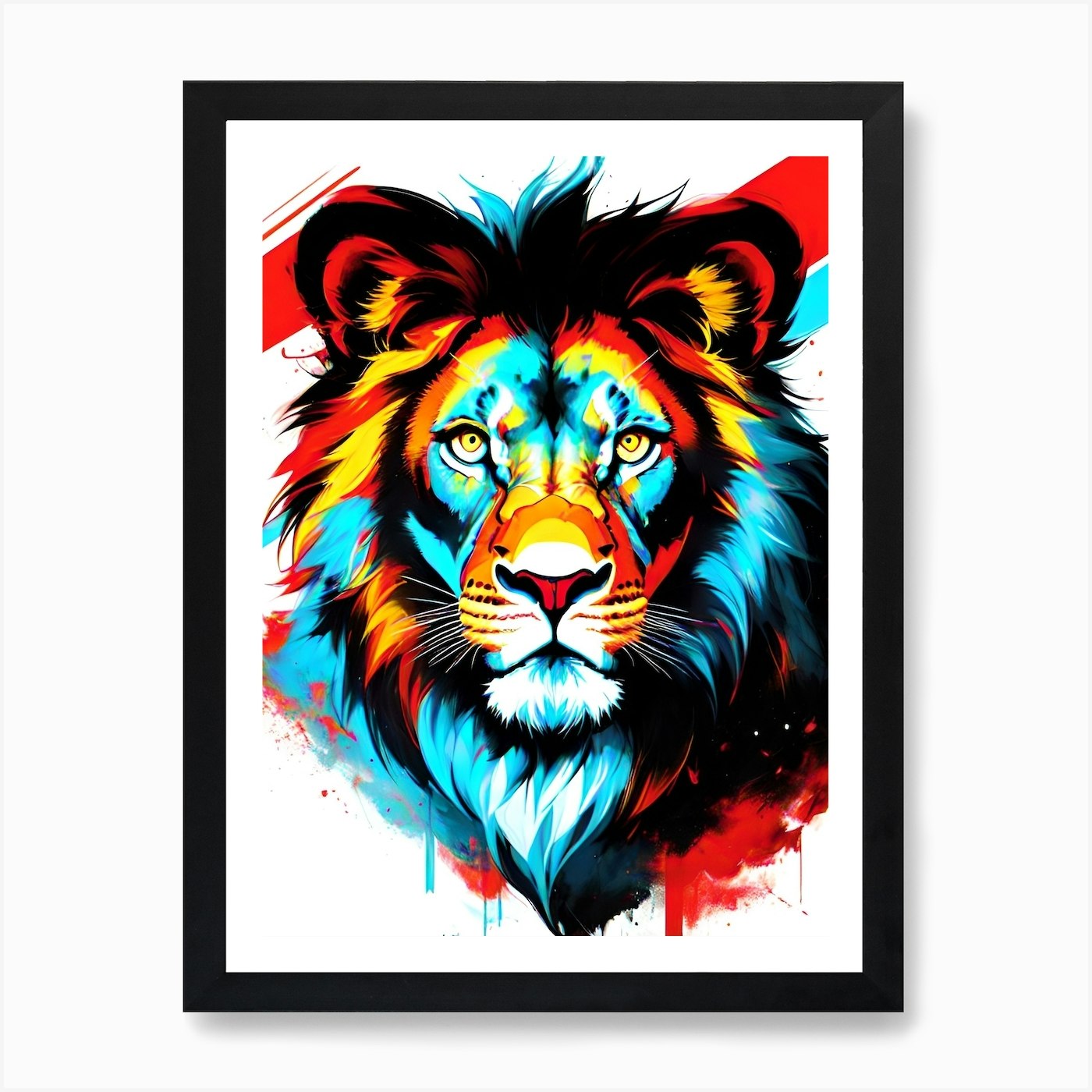 Colorful Lion Painting 4 Art Print Framed Wall Art Poster Canvas Print Picture