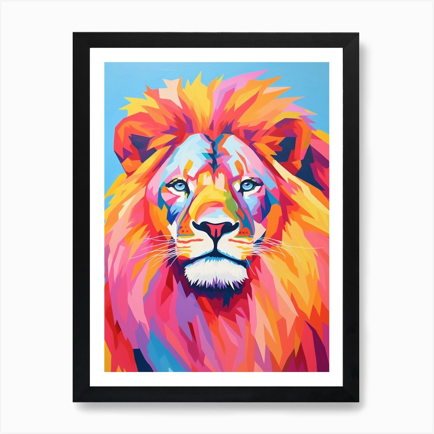 Vivid Bright Lion In The Sunset 3 A Framed Wall Art Poster Canvas Print Picture