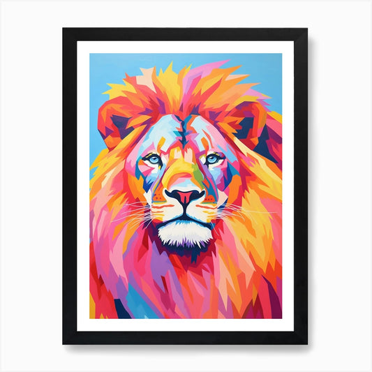 Vivid Bright Lion In The Sunset 3 A Framed Wall Art Poster Canvas Print Picture