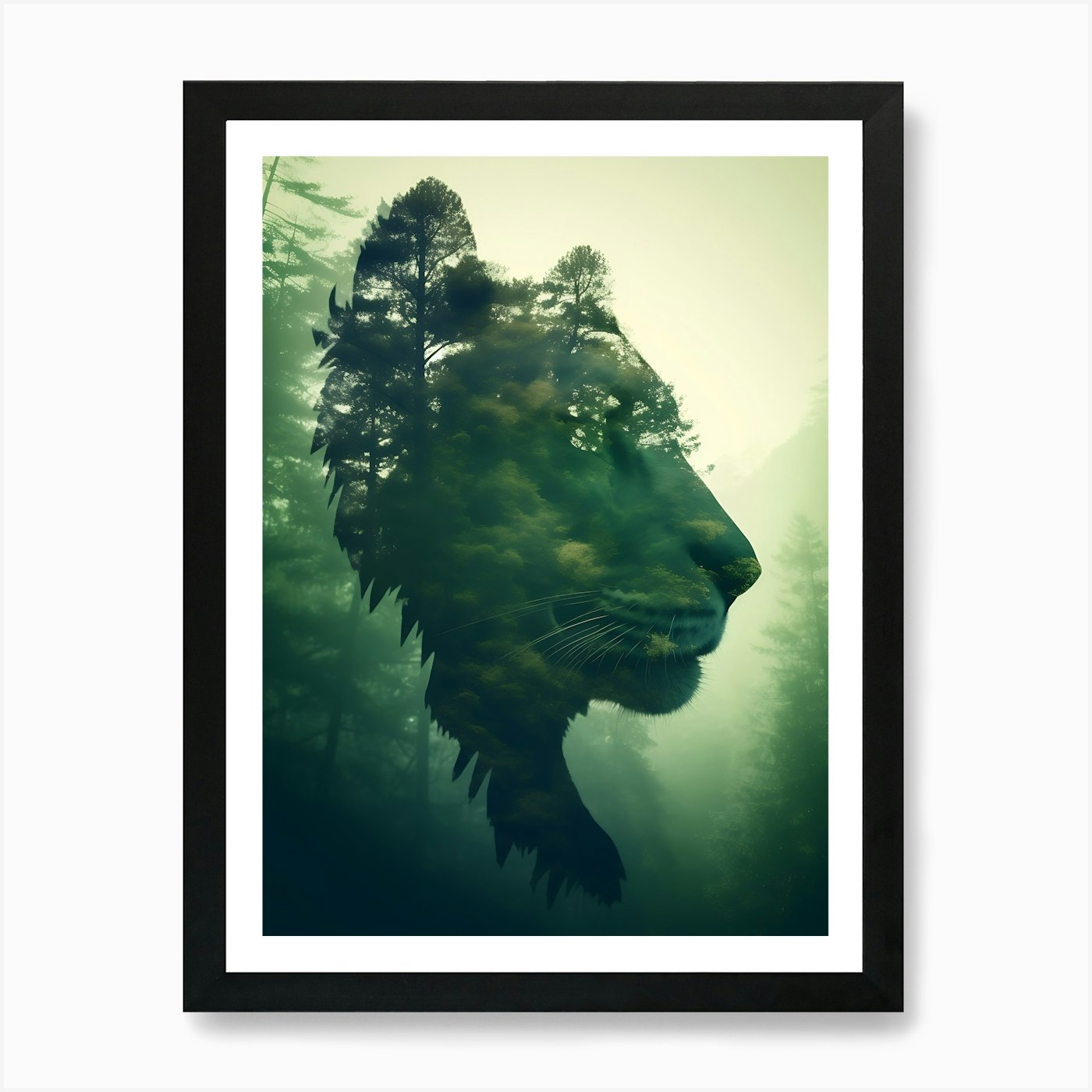 Lion In The Forest Art Print Framed Wall Art Poster Canvas Print Picture