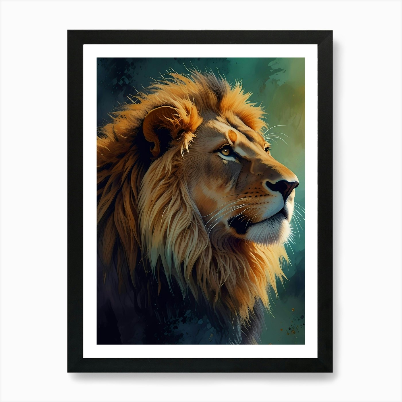 Lion Side Portrait Art Print Framed Wall Art Poster Canvas Print Picture