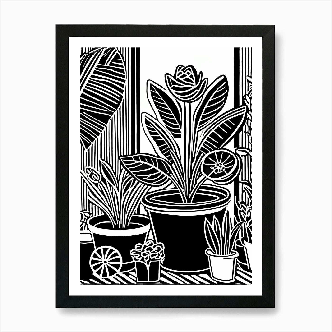 Lion cut inspired Black and white G Framed Wall Art Poster Canvas Print Picture