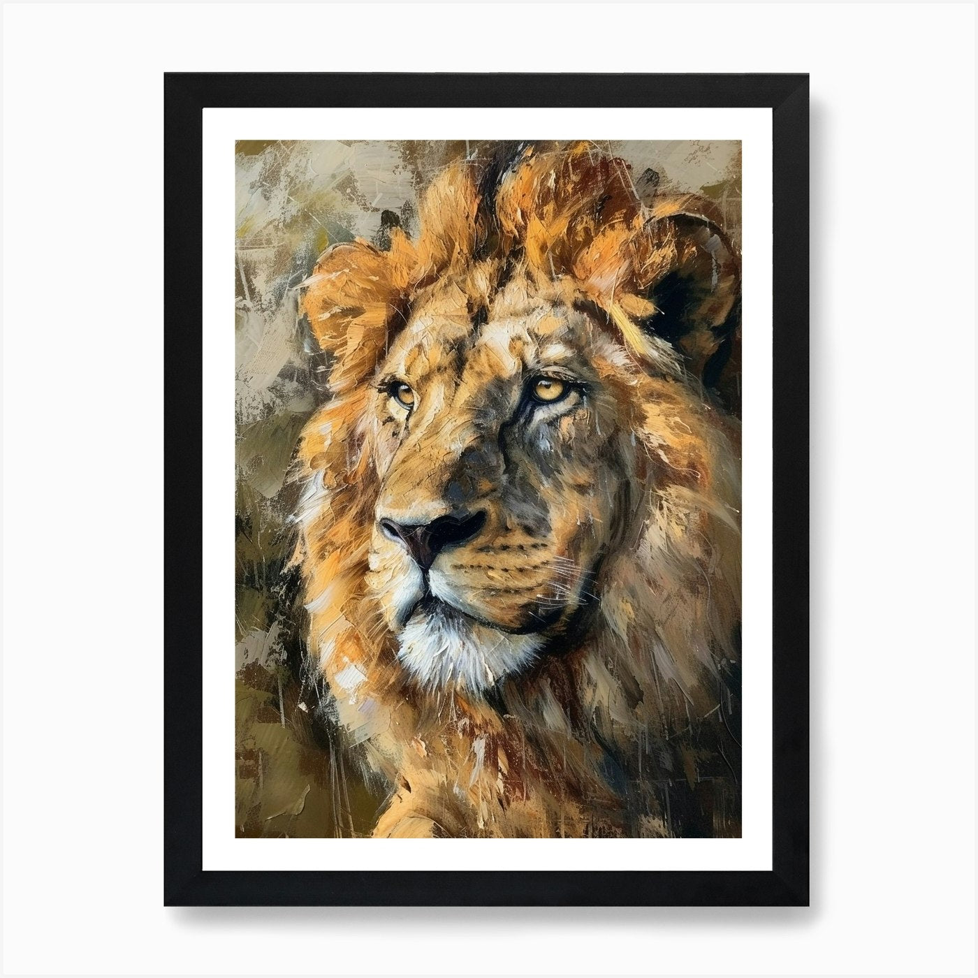 Barbary Lion Portrait Close Up 6 Ar Framed Wall Art Poster Canvas Print Picture