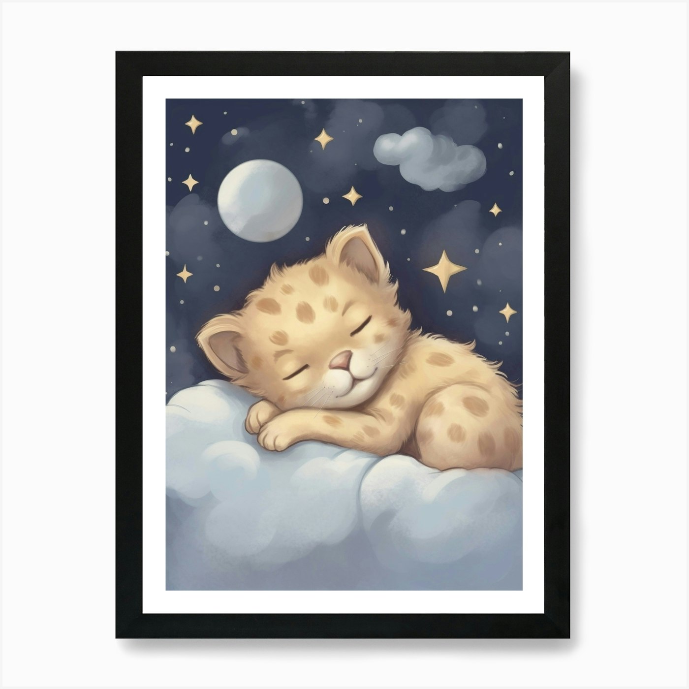 Sleeping Baby Lion 1 Art Print Framed Wall Art Poster Canvas Print Picture