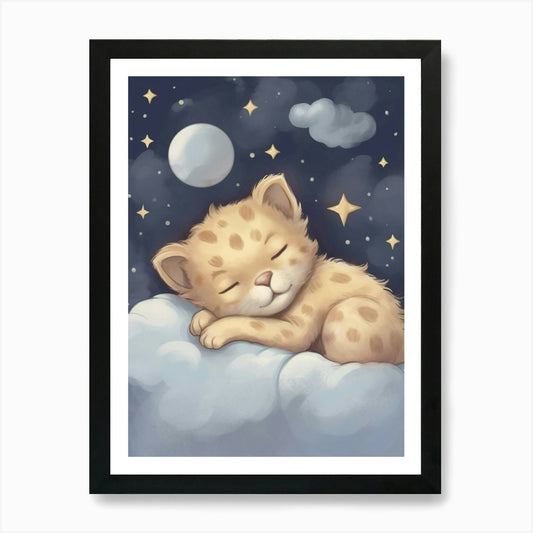 Sleeping Baby Lion 1 Art Print Framed Wall Art Poster Canvas Print Picture