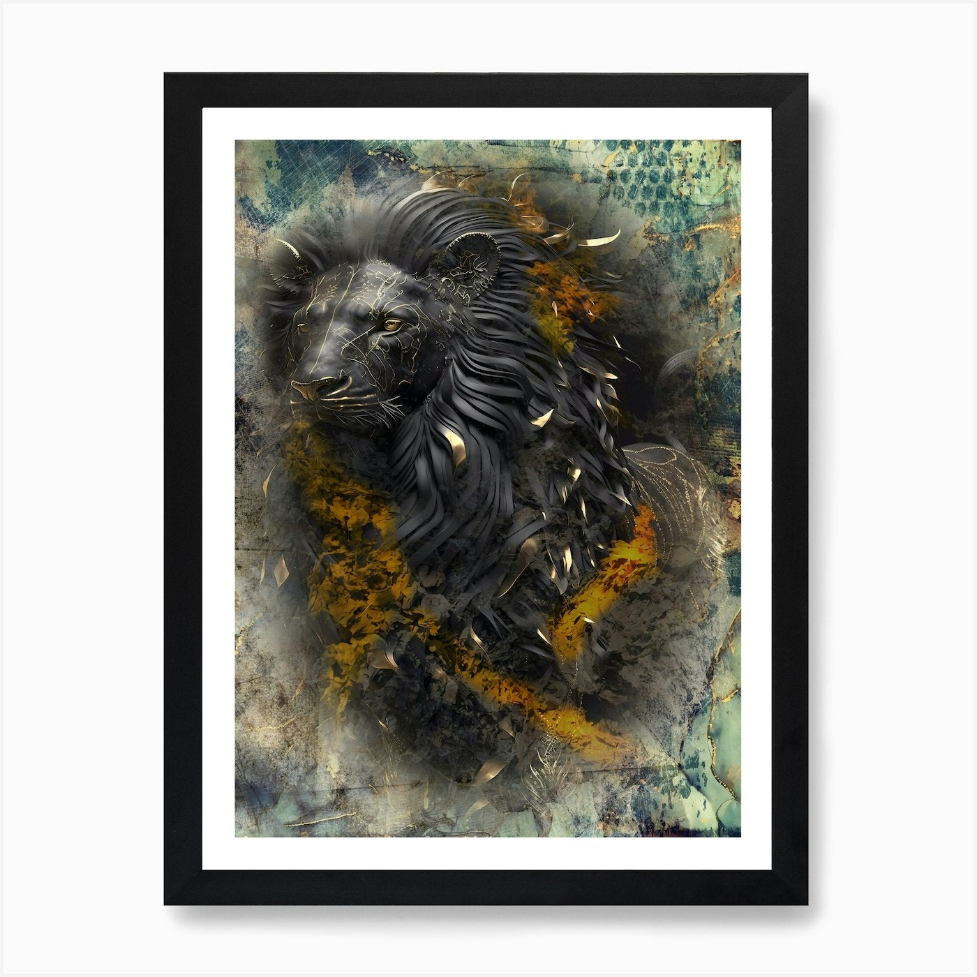 Lion Animal Art Illustration In A P Framed Wall Art Poster Canvas Print Picture
