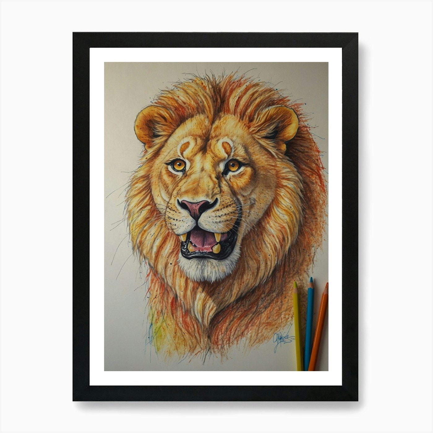 Lion Drawing 6 Art Print Framed Wall Art Poster Canvas Print Picture
