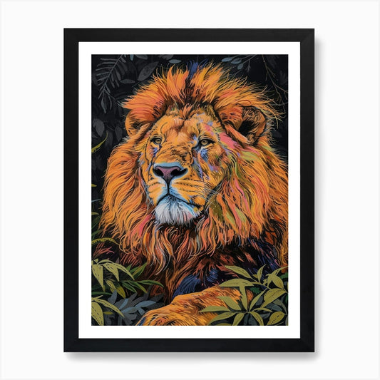 Masai Lion Lion In Different Season Framed Wall Art Poster Canvas Print Picture