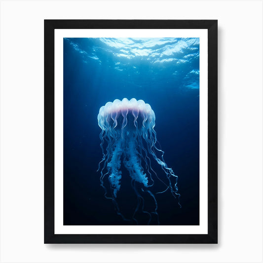 Lions Mane Jellyfish Ocean Realisti Framed Wall Art Poster Canvas Print Picture