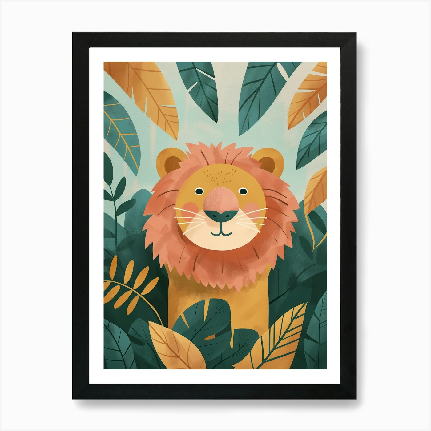 Lion In The Jungle Art Print Framed Wall Art Poster Canvas Print Picture