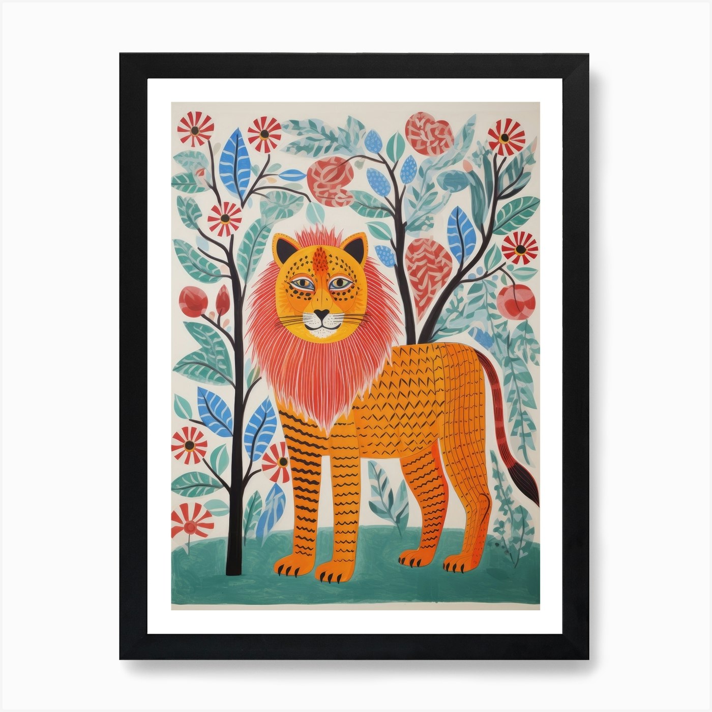 Lion In The Forest 1 Art Print Framed Wall Art Poster Canvas Print Picture
