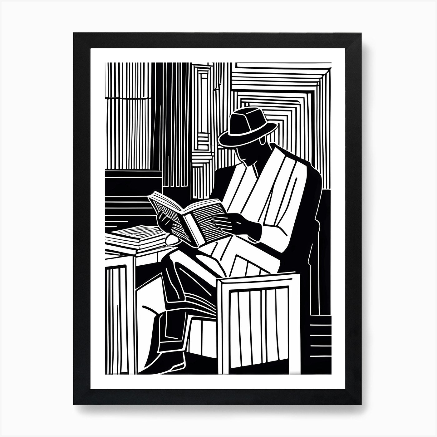 Lion cut inspired Black and white S Framed Wall Art Poster Canvas Print Picture