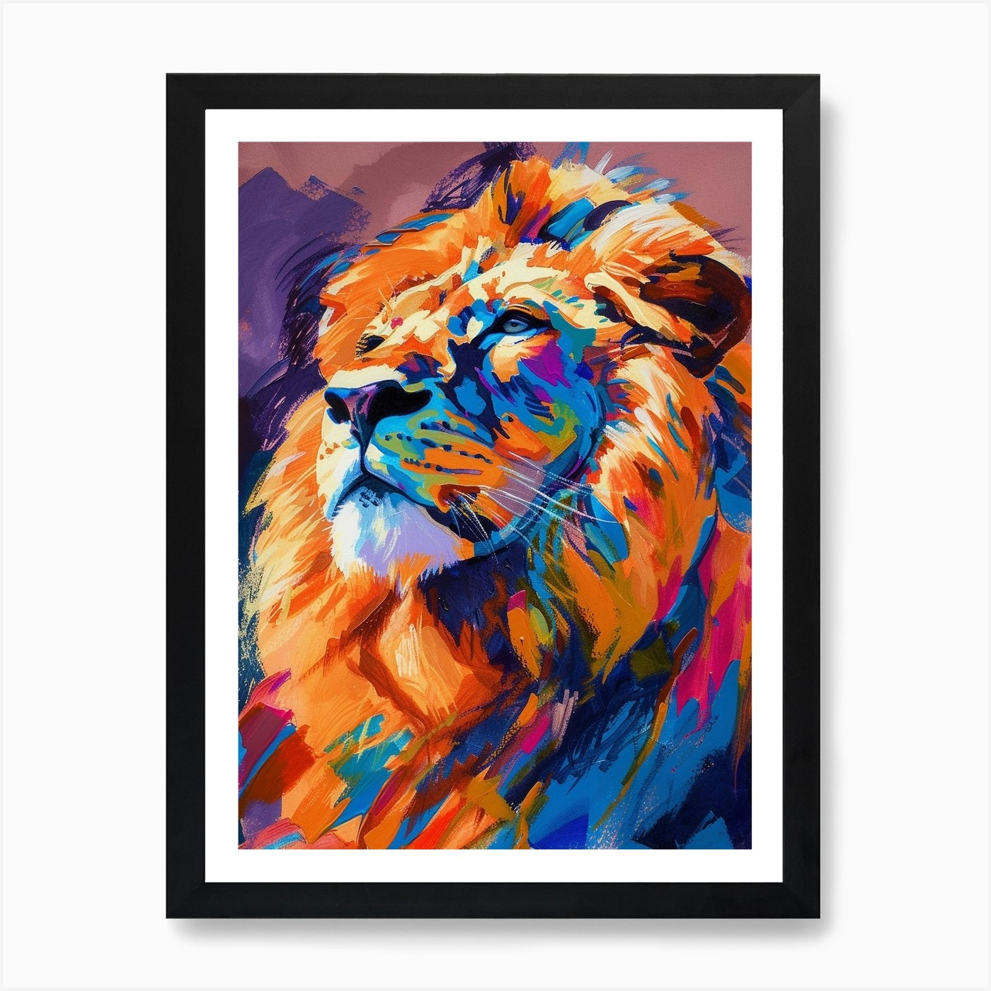 Southwest African Lion Symbolic Ima Framed Wall Art Poster Canvas Print Picture
