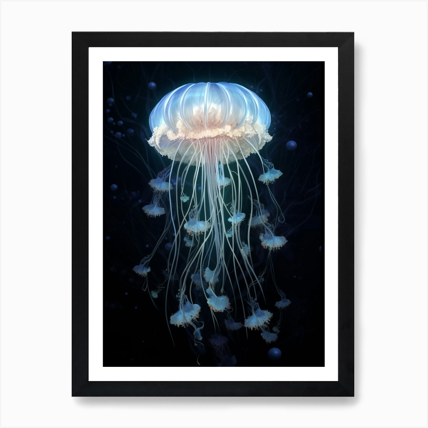 Lions Mane Jellyfish Realistic 3 Ar Framed Wall Art Poster Canvas Print Picture