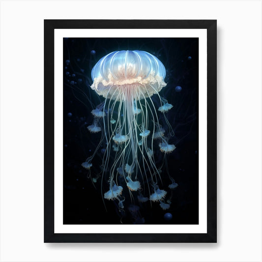 Lions Mane Jellyfish Realistic 3 Ar Framed Wall Art Poster Canvas Print Picture