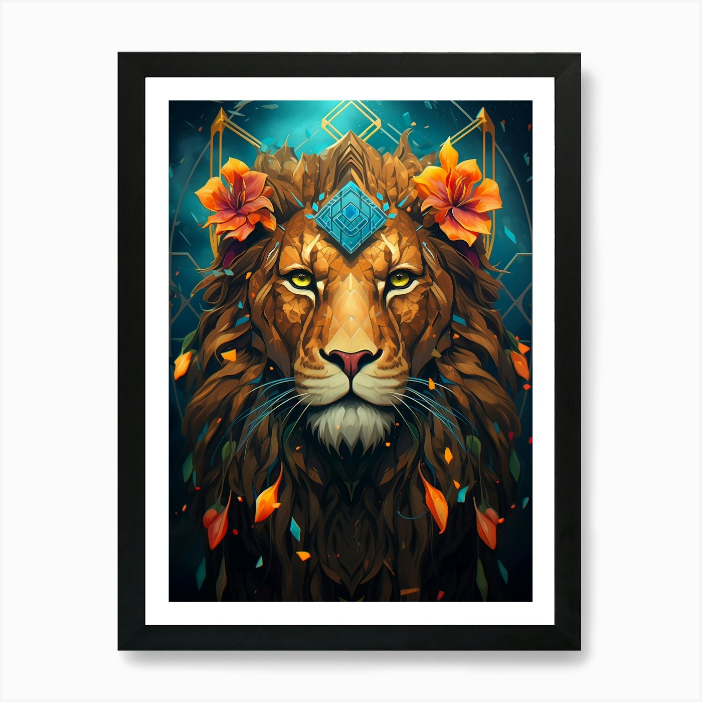 Lion Head 1 Art Print Framed Wall Art Poster Canvas Print Picture