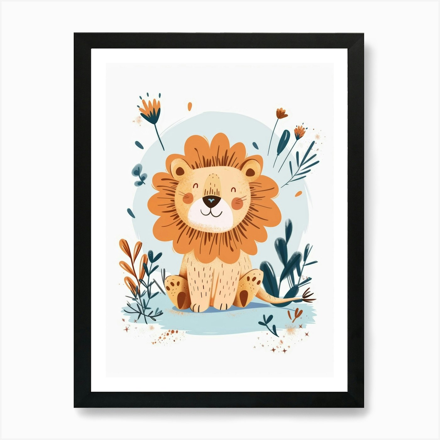 Cute Lion 2 Art Print Framed Wall Art Poster Canvas Print Picture