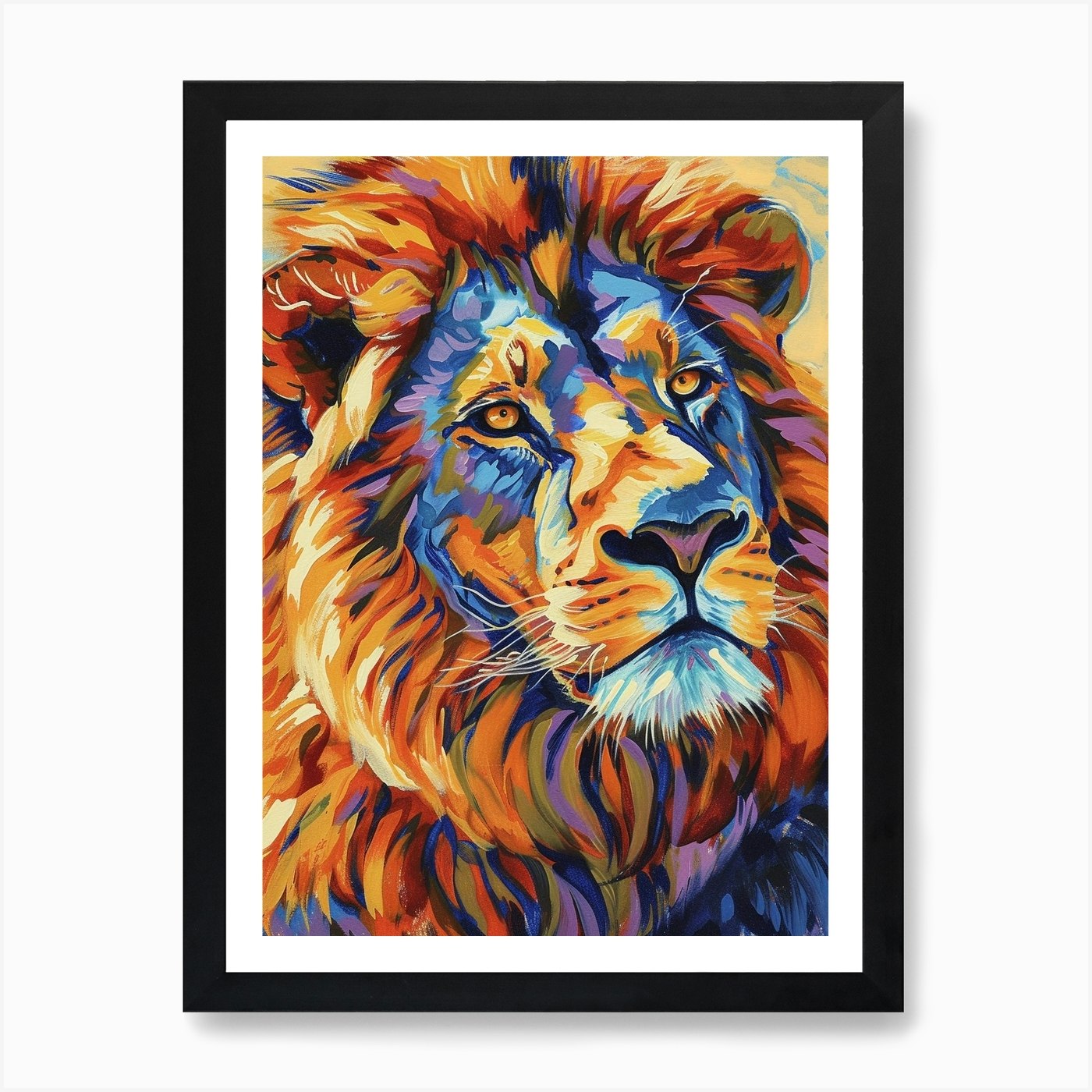 Transvaal Lion Portrait Close Up Fa Framed Wall Art Poster Canvas Print Picture