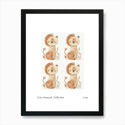 Cute Animals Collection Lion 2 Art  Framed Wall Art Poster Canvas Print Picture