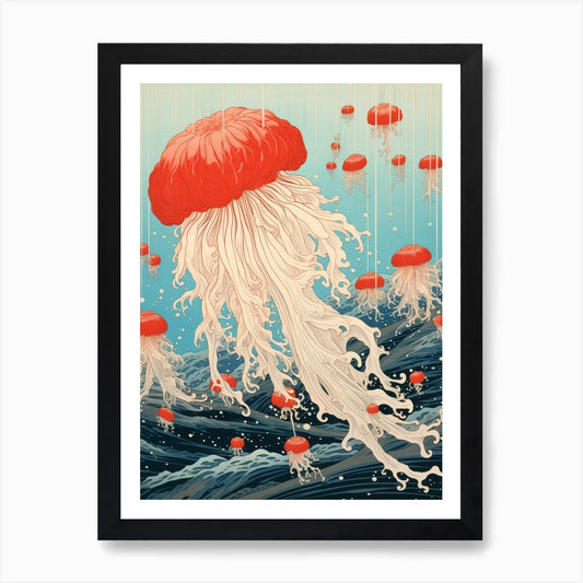 Lions Mane Jellyfish Traditional Ja Framed Wall Art Poster Canvas Print Picture