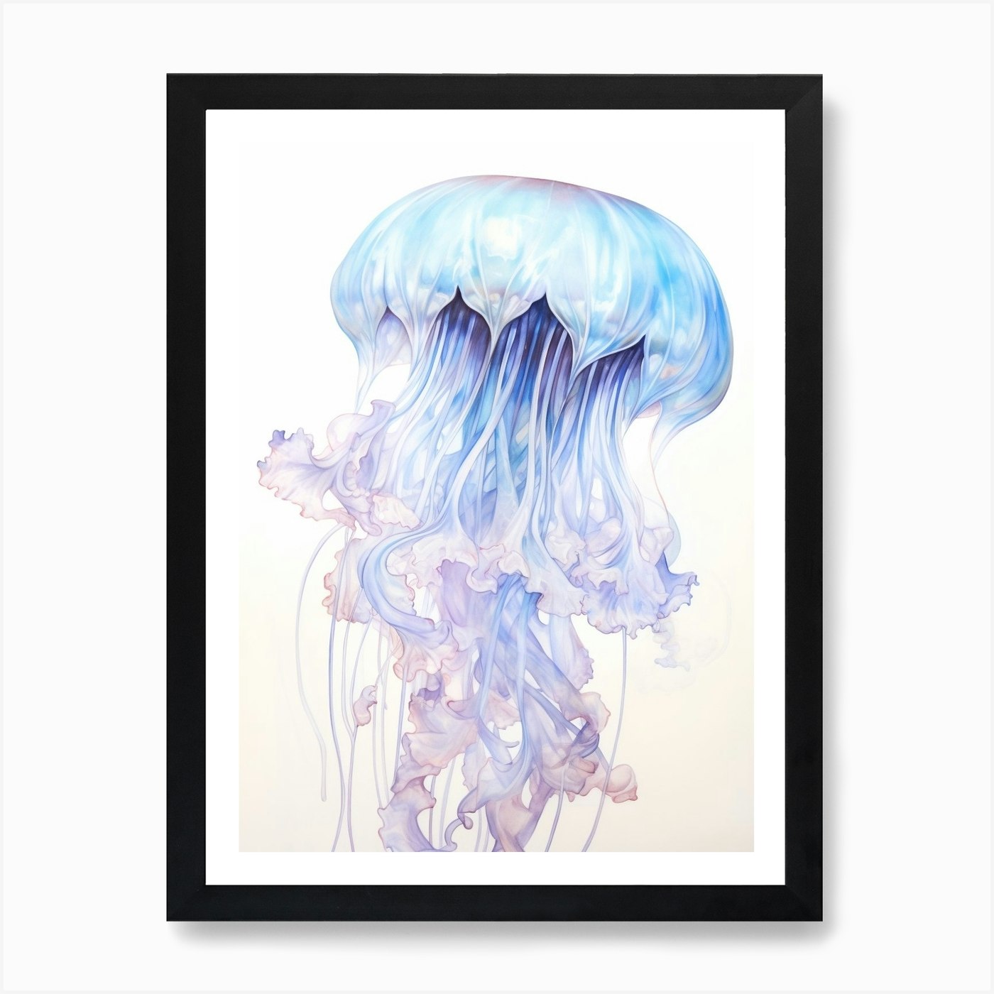 Lions Mane Jellyfish Watercolour 9  Framed Wall Art Poster Canvas Print Picture