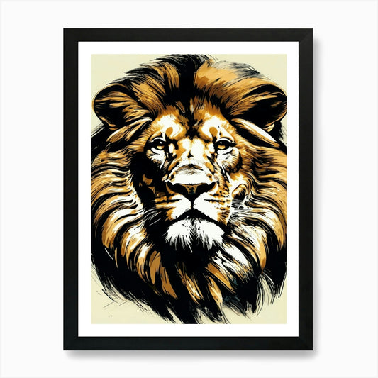Portrait Of A Lion Art Print Framed Wall Art Poster Canvas Print Picture