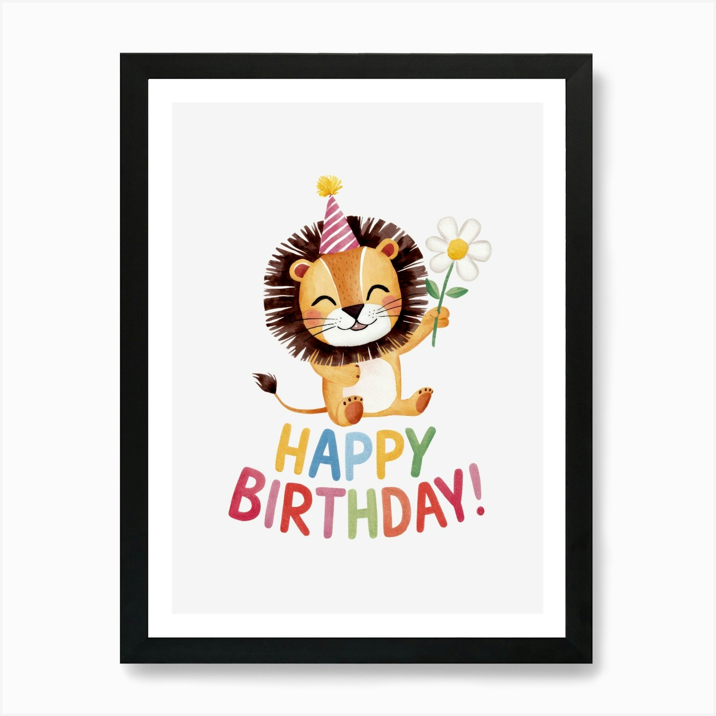 Happy Birthday Lion.16 Art Print Framed Wall Art Poster Canvas Print Picture