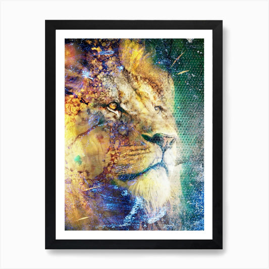 Lion Art Painting Drawing Vintage R Framed Wall Art Poster Canvas Print Picture