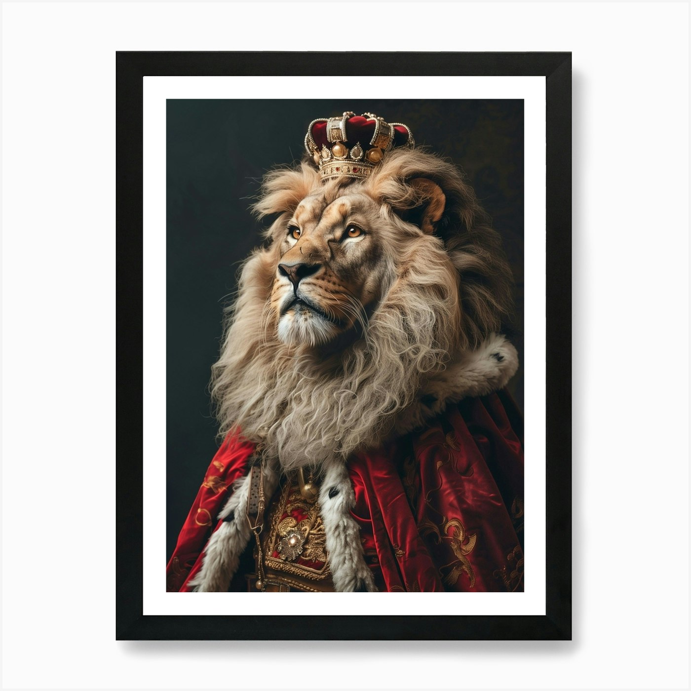 Royal Rococo Lion Art Print Framed Wall Art Poster Canvas Print Picture