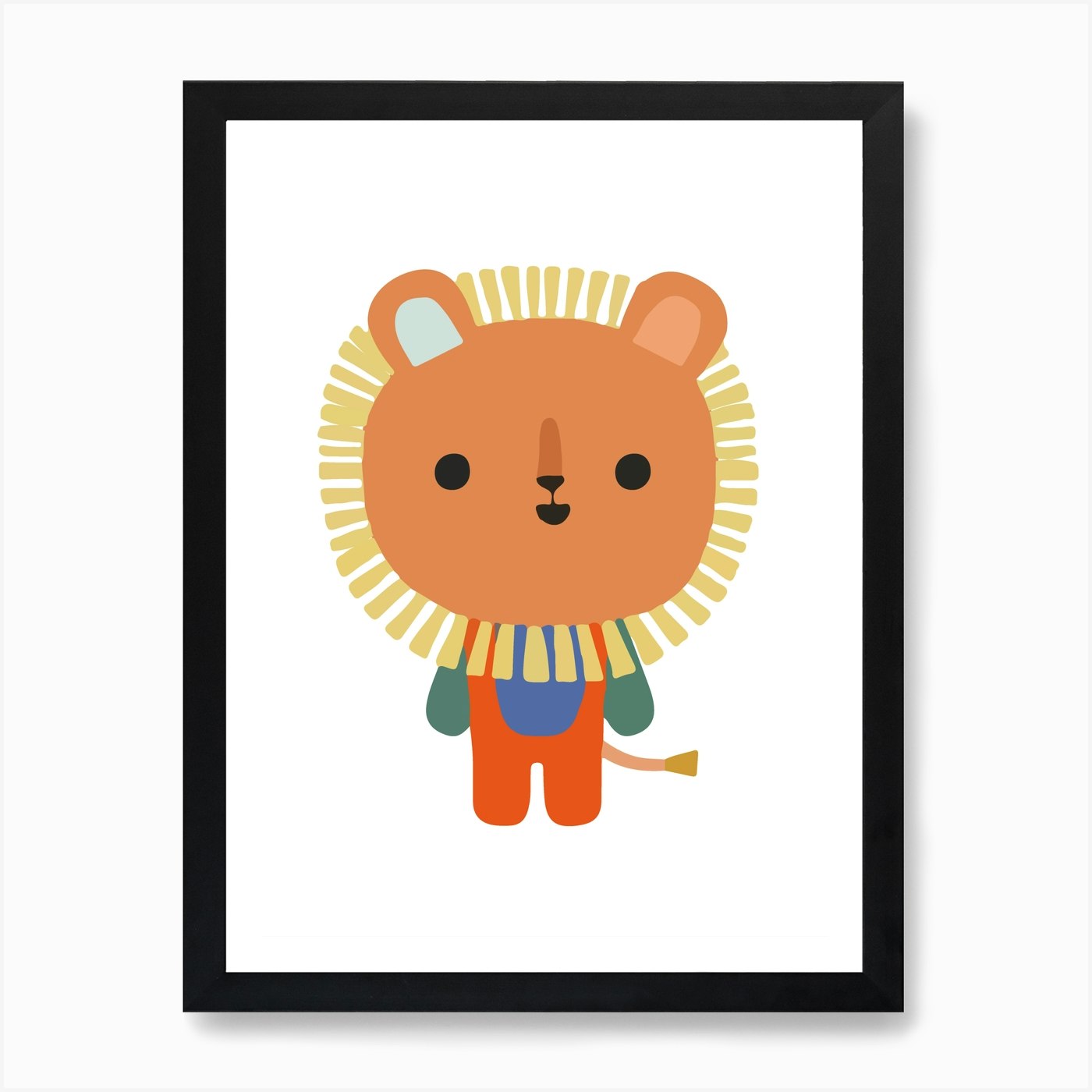 Cute Lion Playful Illustration Art  Framed Wall Art Poster Canvas Print Picture