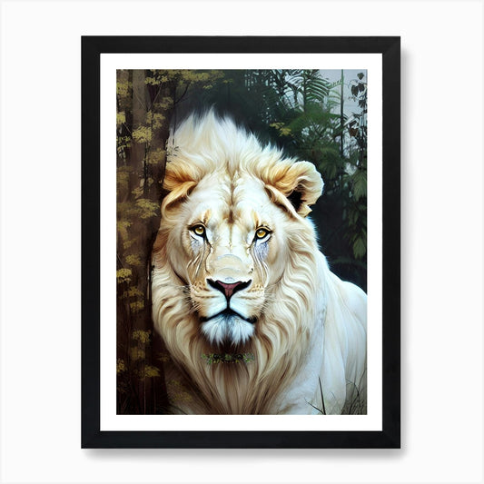 White Lion 14 Art Print Framed Wall Art Poster Canvas Print Picture