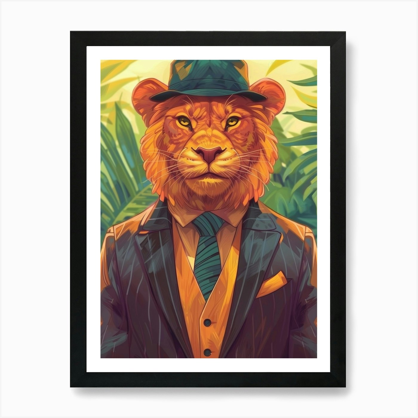 Lion In A Suit Art Print Framed Wall Art Poster Canvas Print Picture
