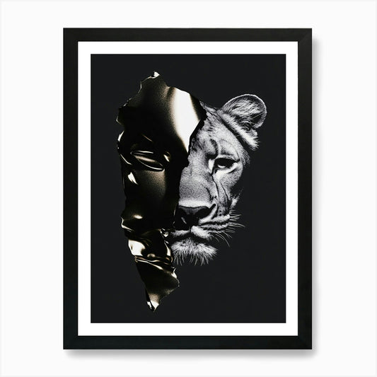 Black Lion Lioness Art Print Framed Wall Art Poster Canvas Print Picture