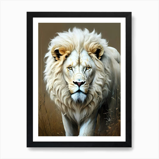 White Lion 5 Art Print Framed Wall Art Poster Canvas Print Picture