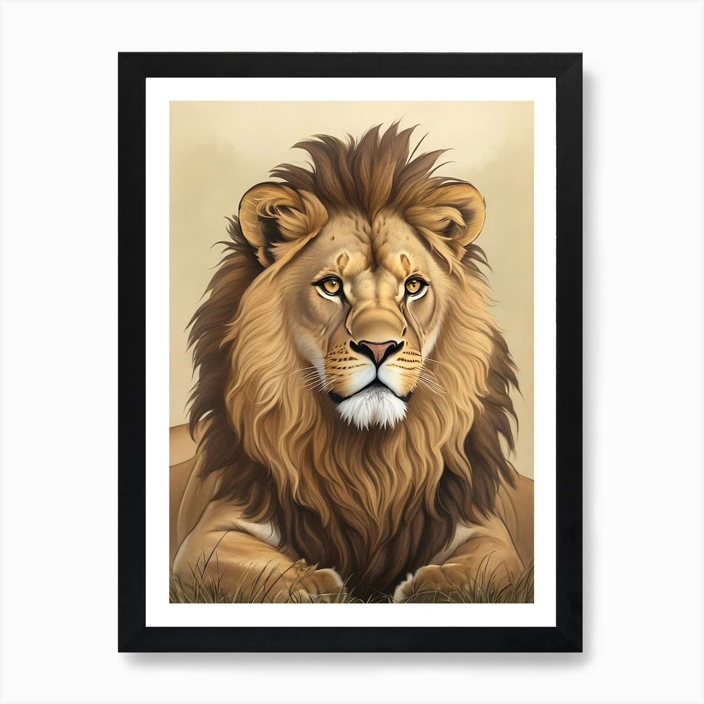 Vintage Lion Painting Art Print Framed Wall Art Poster Canvas Print Picture