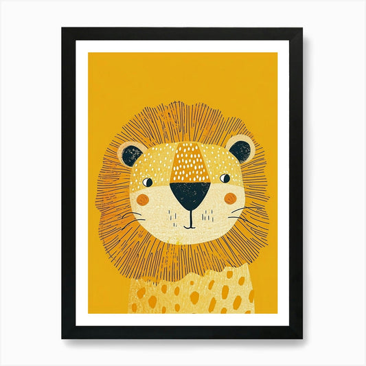Yellow Lion 3 Art Print Framed Wall Art Poster Canvas Print Picture