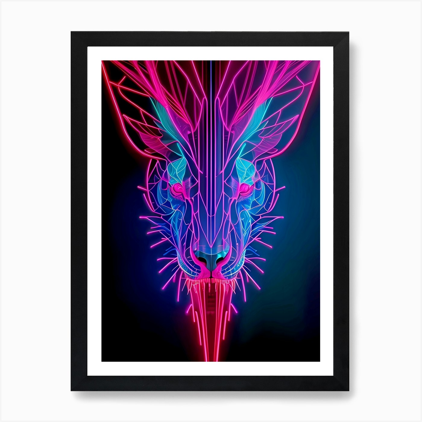 Neon Lion Art Print Framed Wall Art Poster Canvas Print Picture