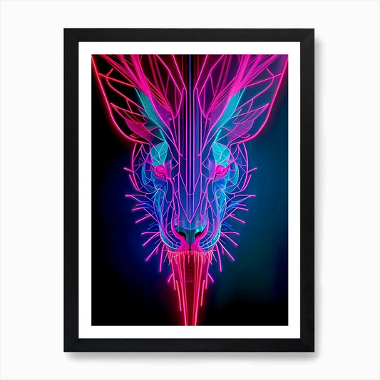 Neon Lion Art Print Framed Wall Art Poster Canvas Print Picture