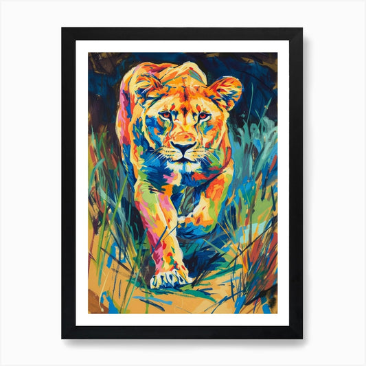 Transvaal Lion Lioness On The Prowl Framed Wall Art Poster Canvas Print Picture