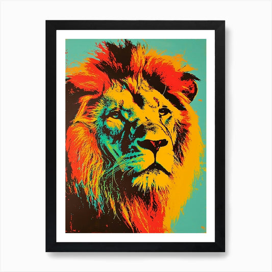 Polaroid Inspired Lion 3 Art Print Framed Wall Art Poster Canvas Print Picture