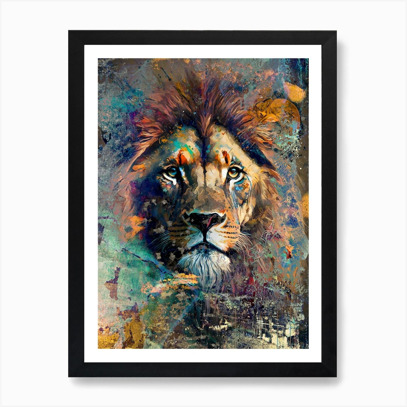 Lion Art Illustration In A Photomon Framed Wall Art Poster Canvas Print Picture