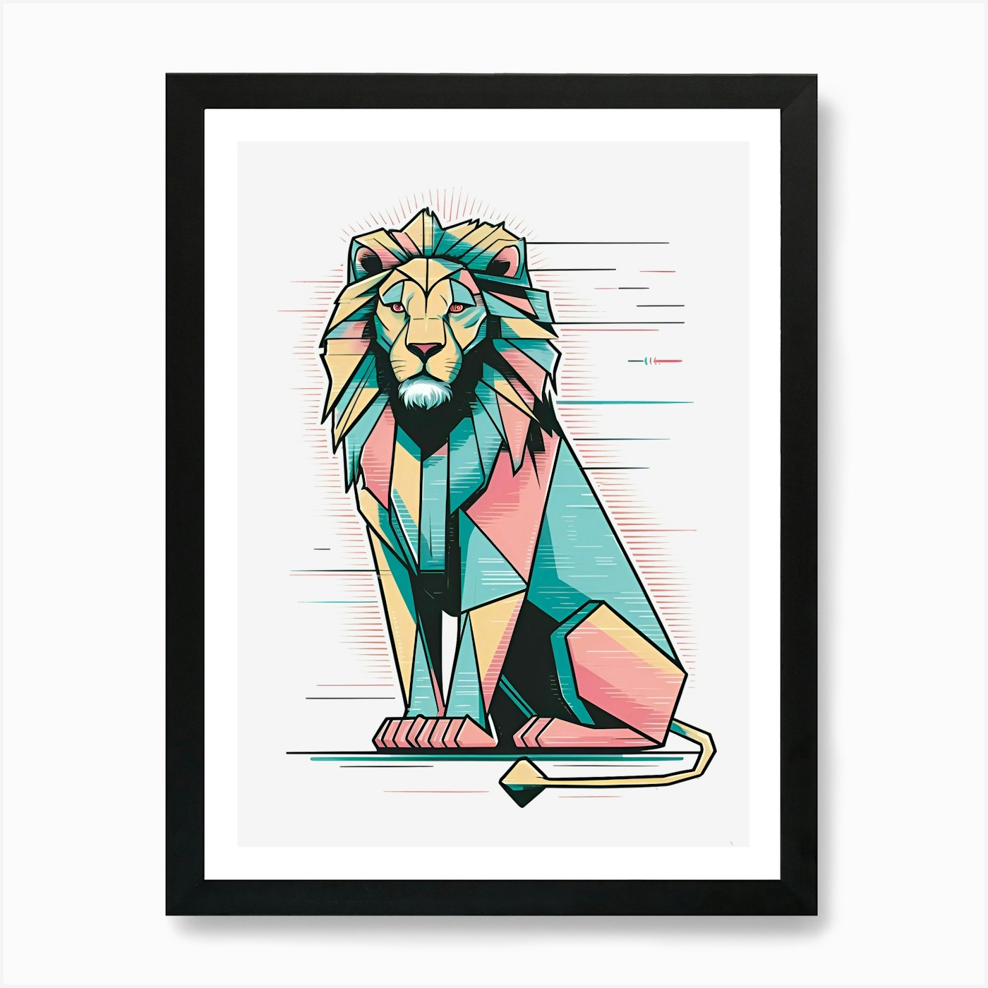 Geometric Lion 3 Art Print Framed Wall Art Poster Canvas Print Picture