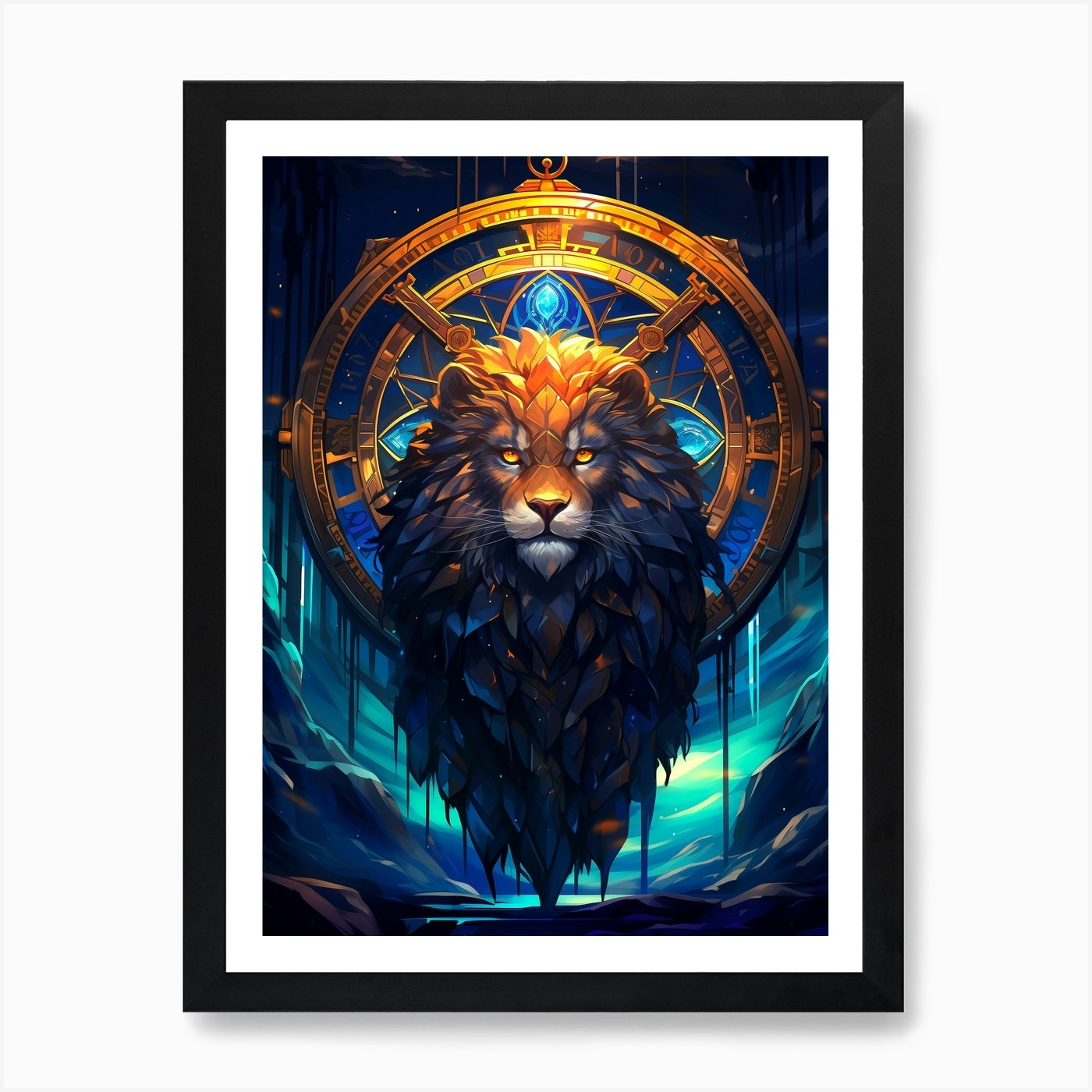 Lion Of The Abyss Art Print Framed Wall Art Poster Canvas Print Picture
