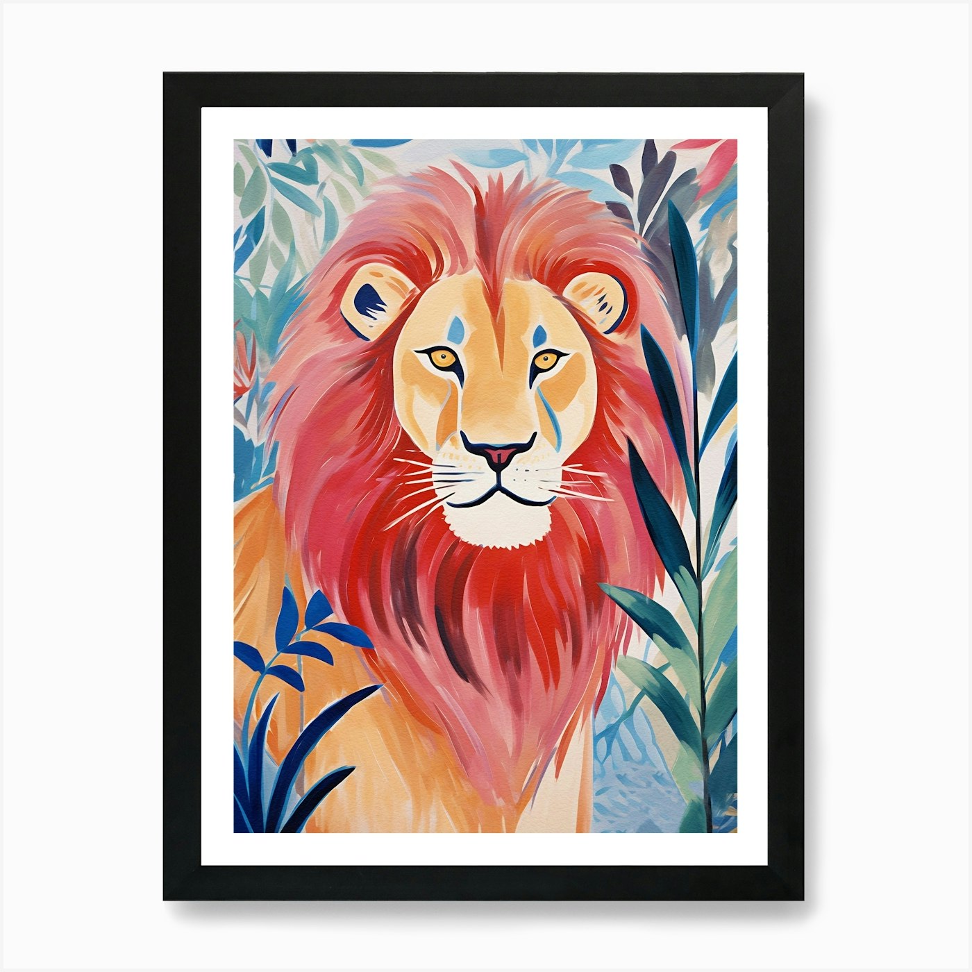 Lion Watercolor Painting Art Print Framed Wall Art Poster Canvas Print Picture