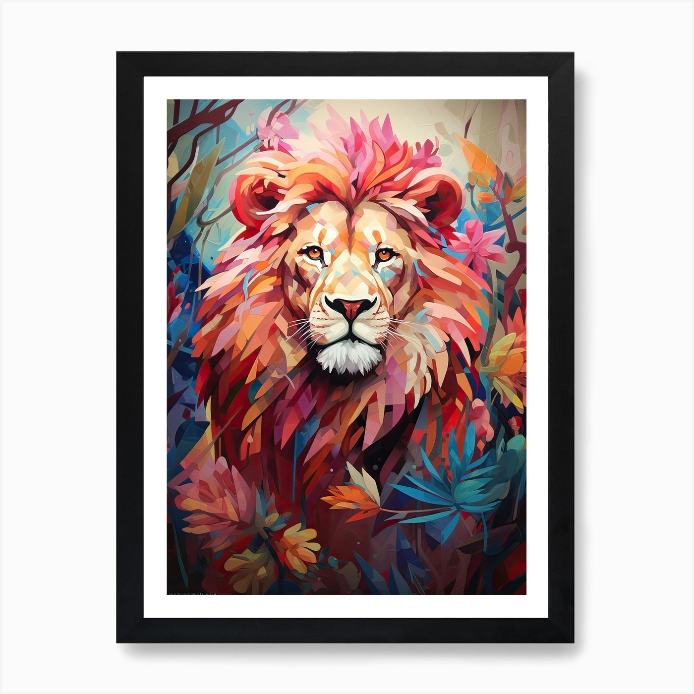 Lion Art Painting Collage Style 1 A Framed Wall Art Poster Canvas Print Picture
