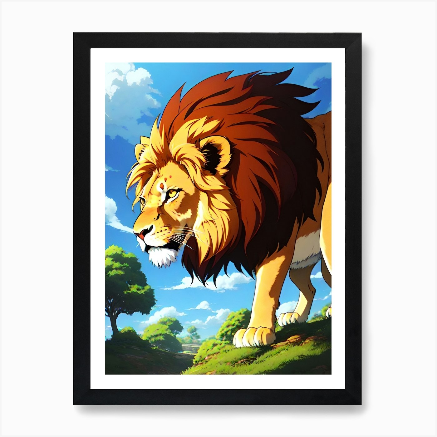 Lion Of The Jungle Art Print Framed Wall Art Poster Canvas Print Picture