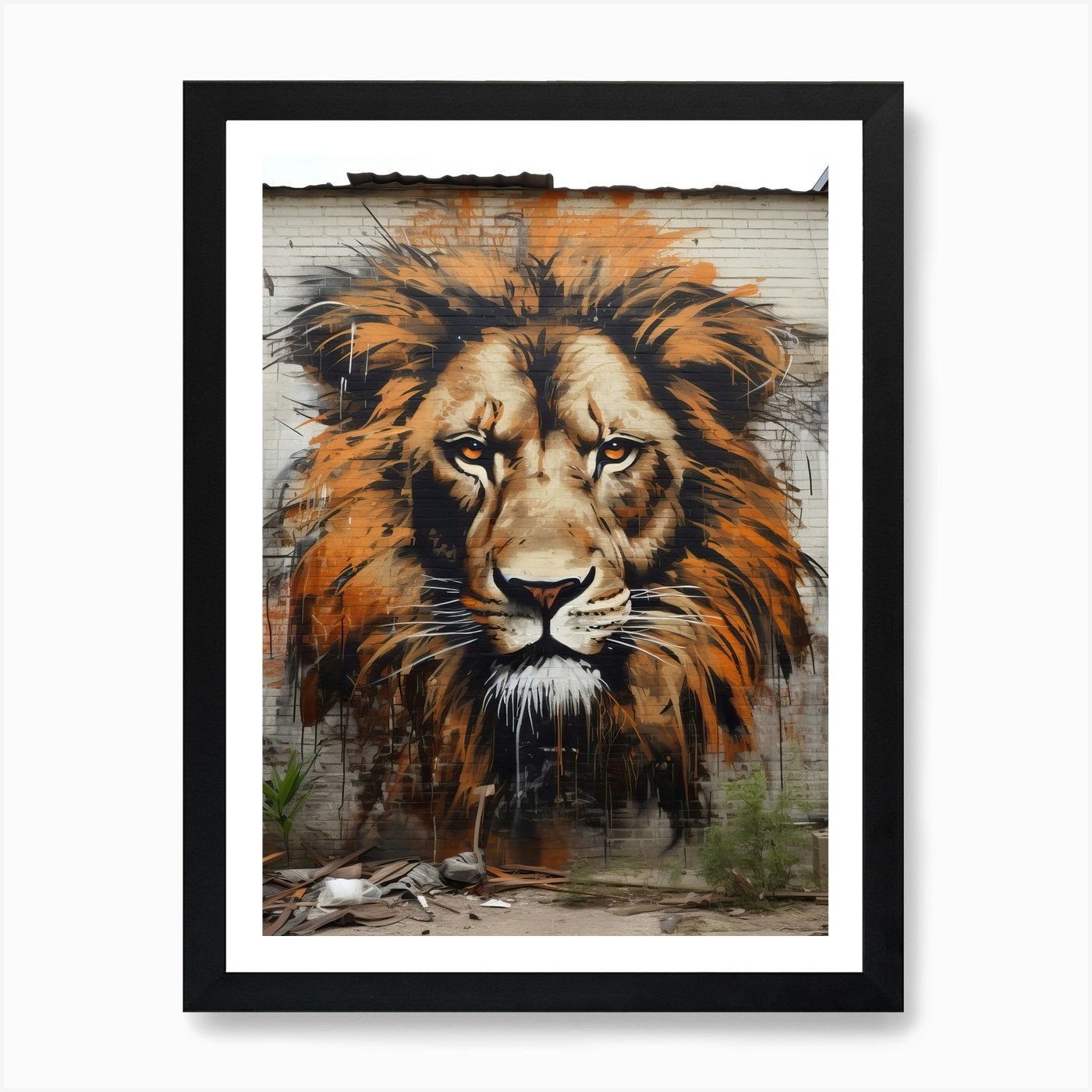 Lion Art Painting Street Art Style  Framed Wall Art Poster Canvas Print Picture