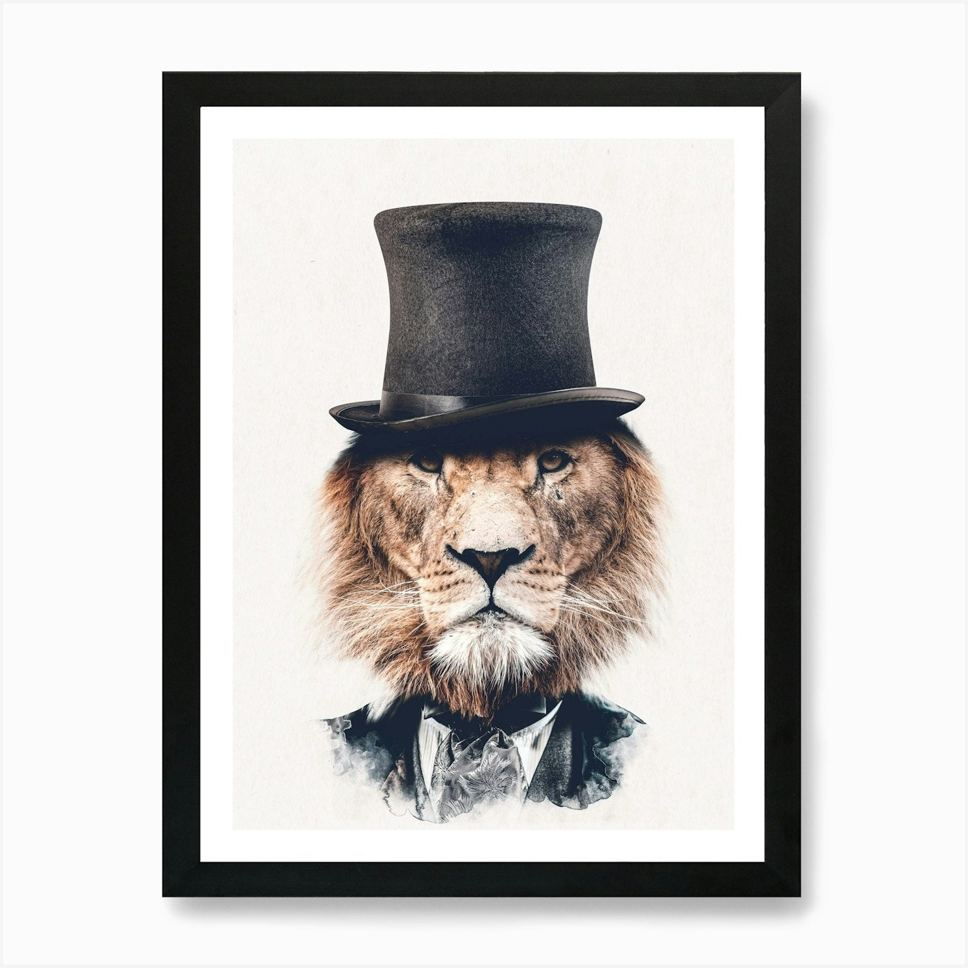 Lion In Top Hat 1 Art Print Framed Wall Art Poster Canvas Print Picture
